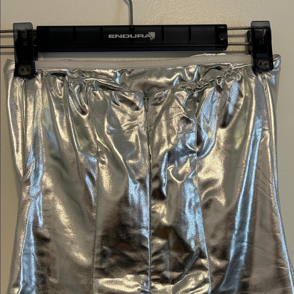 Silver Metallic Strapless Dress - Picture 4 of 6